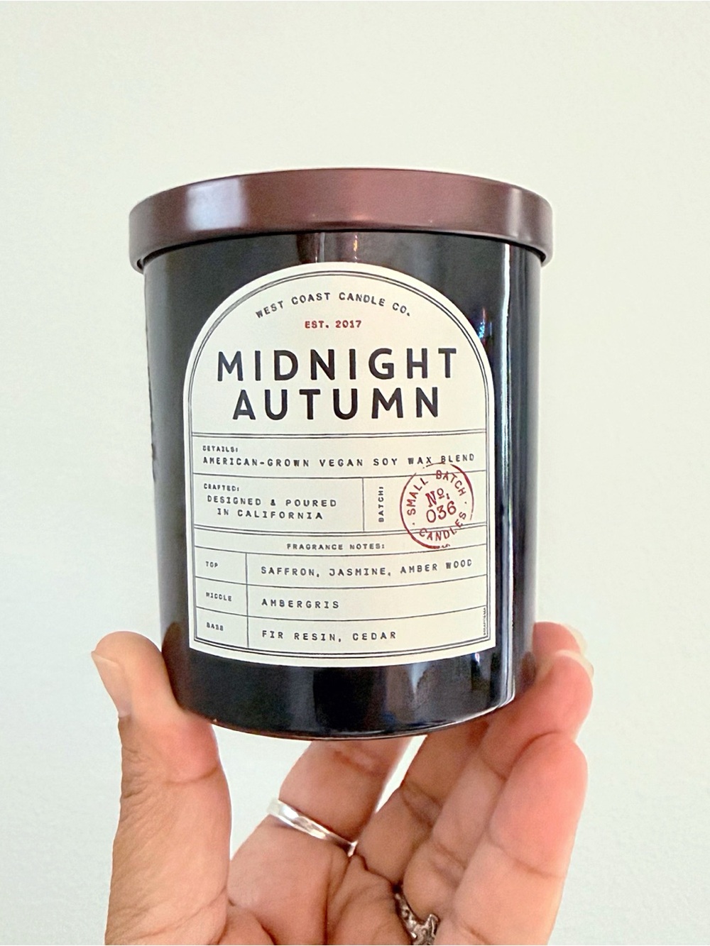 Leoben Company Midnight Autumn Scented Candle - Black with Brown Lid
